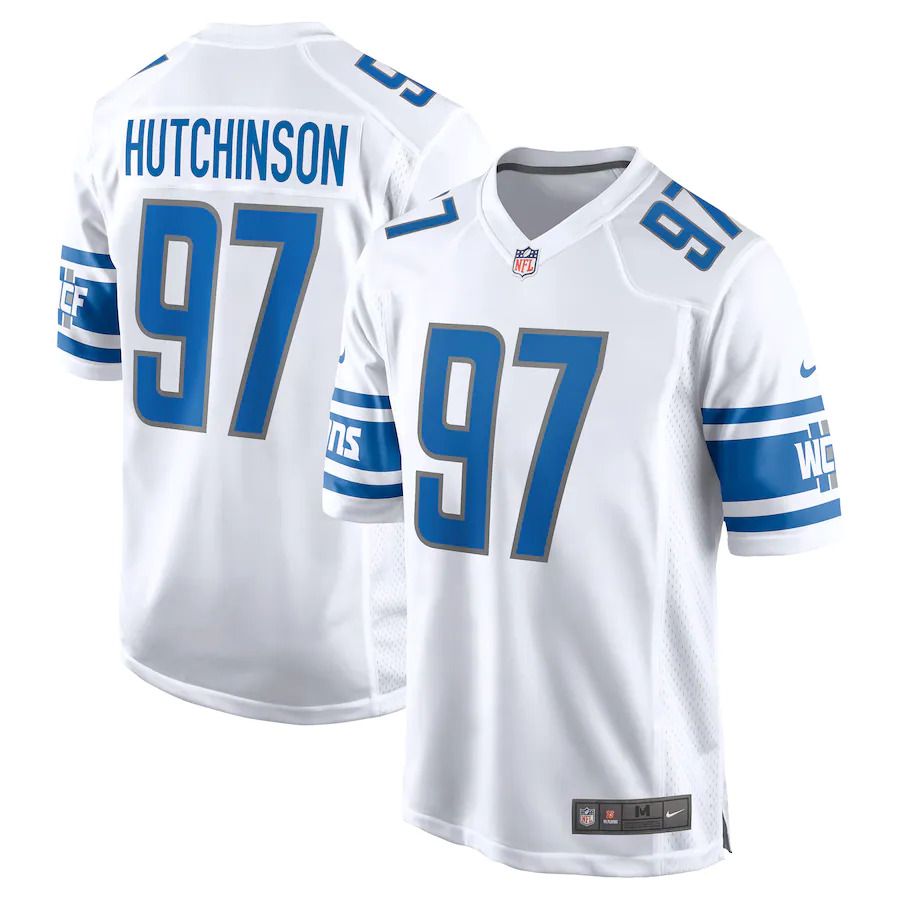 Cheap Men Detroit Lions 97 Aidan Hutchinson Nike White 2022 NFL Draft First Round Pick Game Jersey
